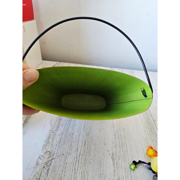 Metal pumpkin shabby chic basket container Halloween decor vtg style - Picture 6 of 7